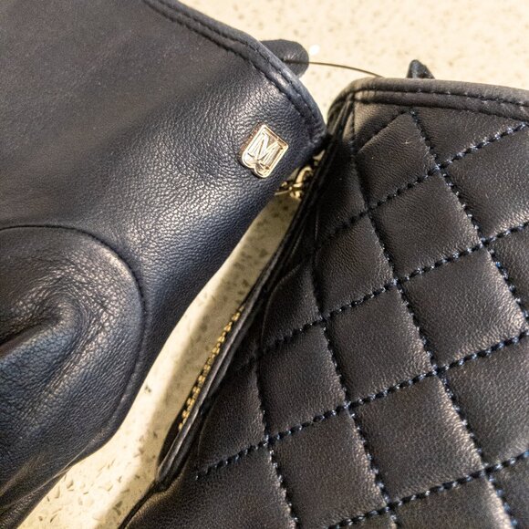 BRUNO MAGLI Diamond Quilt Black Cashmere Lined Leather Gloves Womens Size Large - Picture 2 of 3